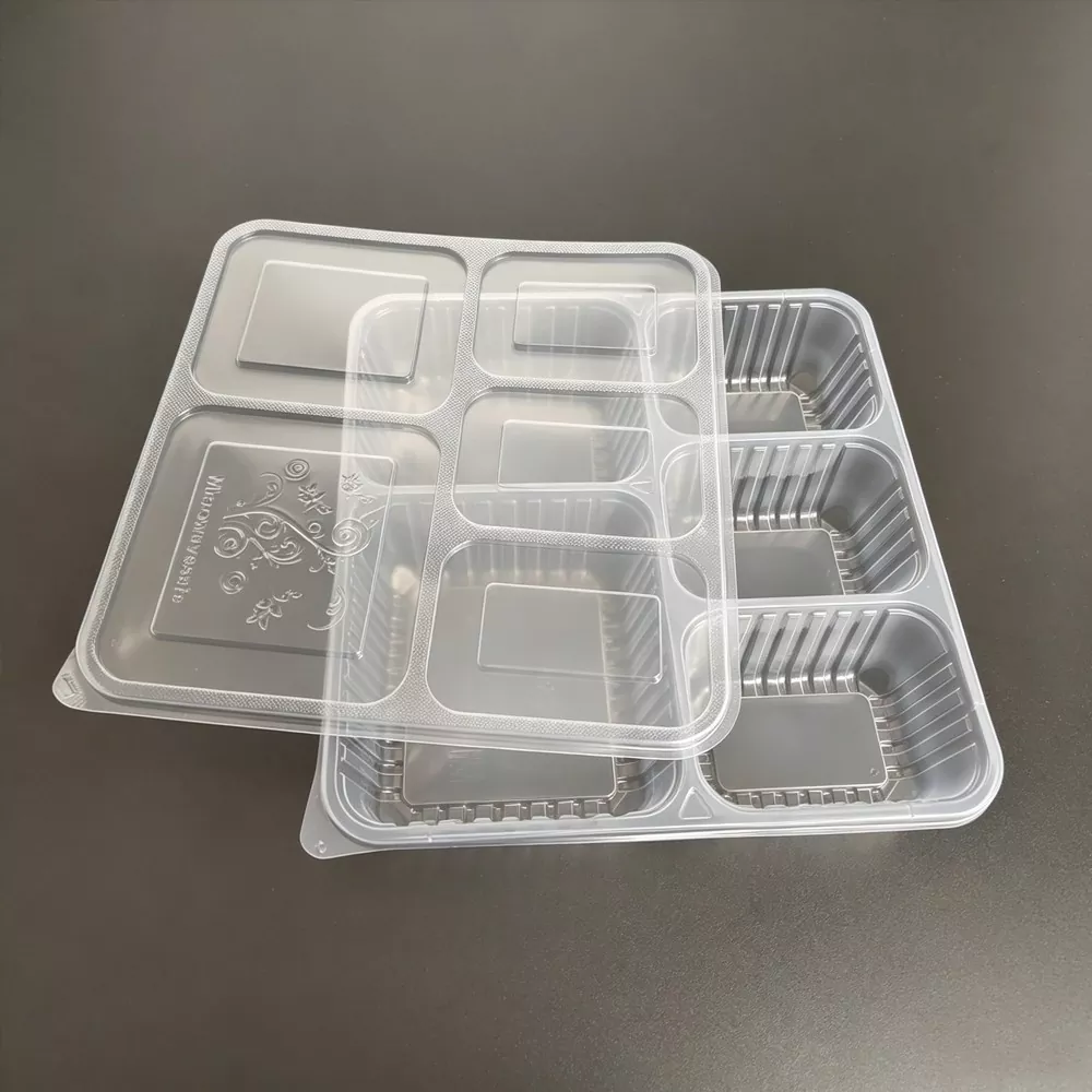 Lancheira de plástico reutilizável com compartimentos